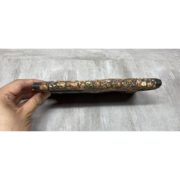 Billabong Wallet Womens One Size Brown Floral Zip Around Clutch Purple Lining - Picture 3 of 16